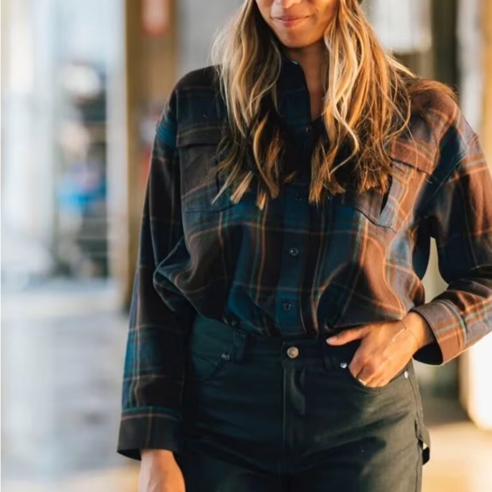 🧺Jetty Anchor Flannel - brown/blue plaid, size extra large
